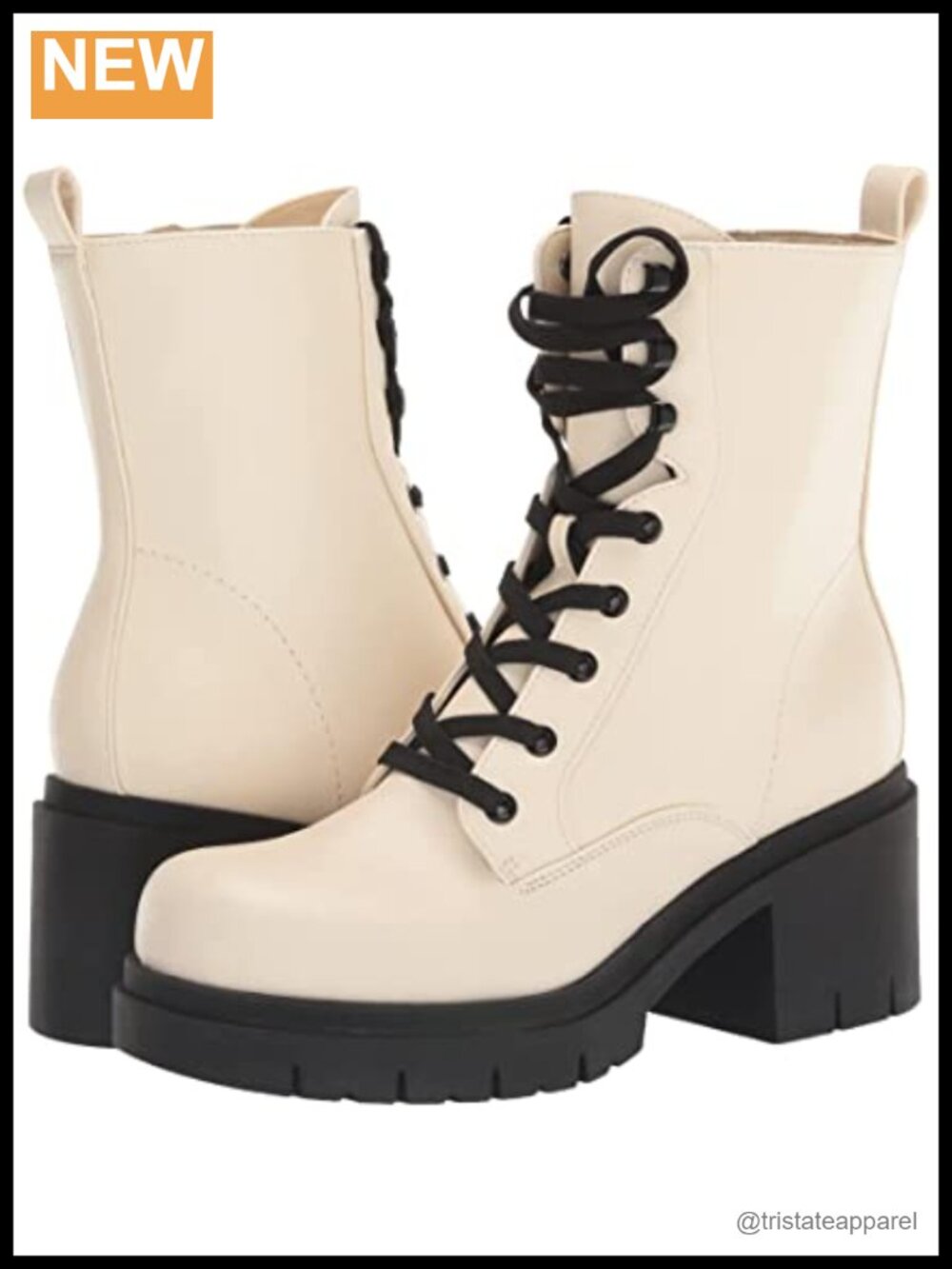 Faux Leather Ankle Booties Mid Heel Lace Up Zip